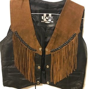 Leather fringe vest
